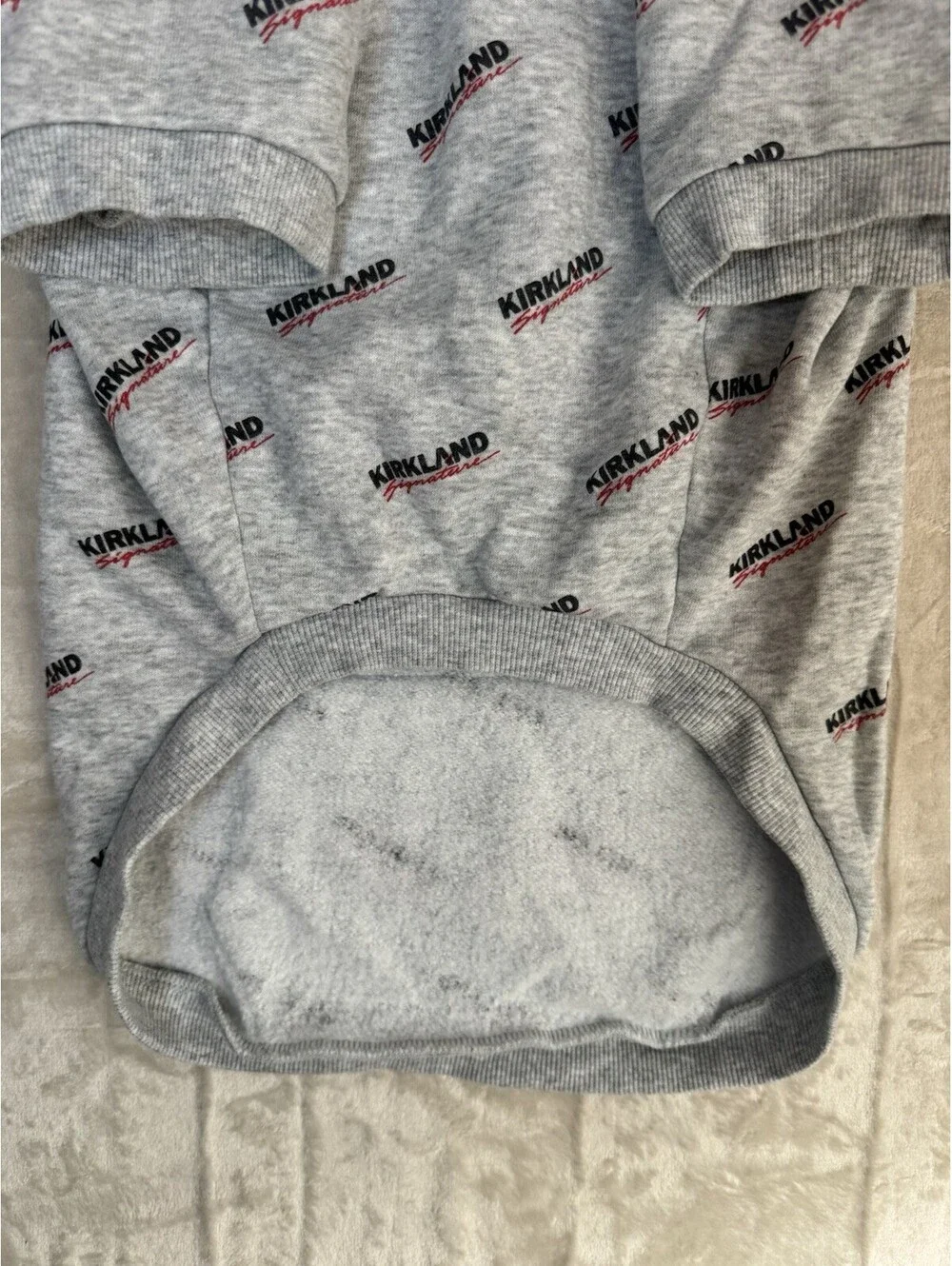 Kirkland Signature Dog Hoodie Gray Logo Print Costco Brand Pet Hoodie Size L